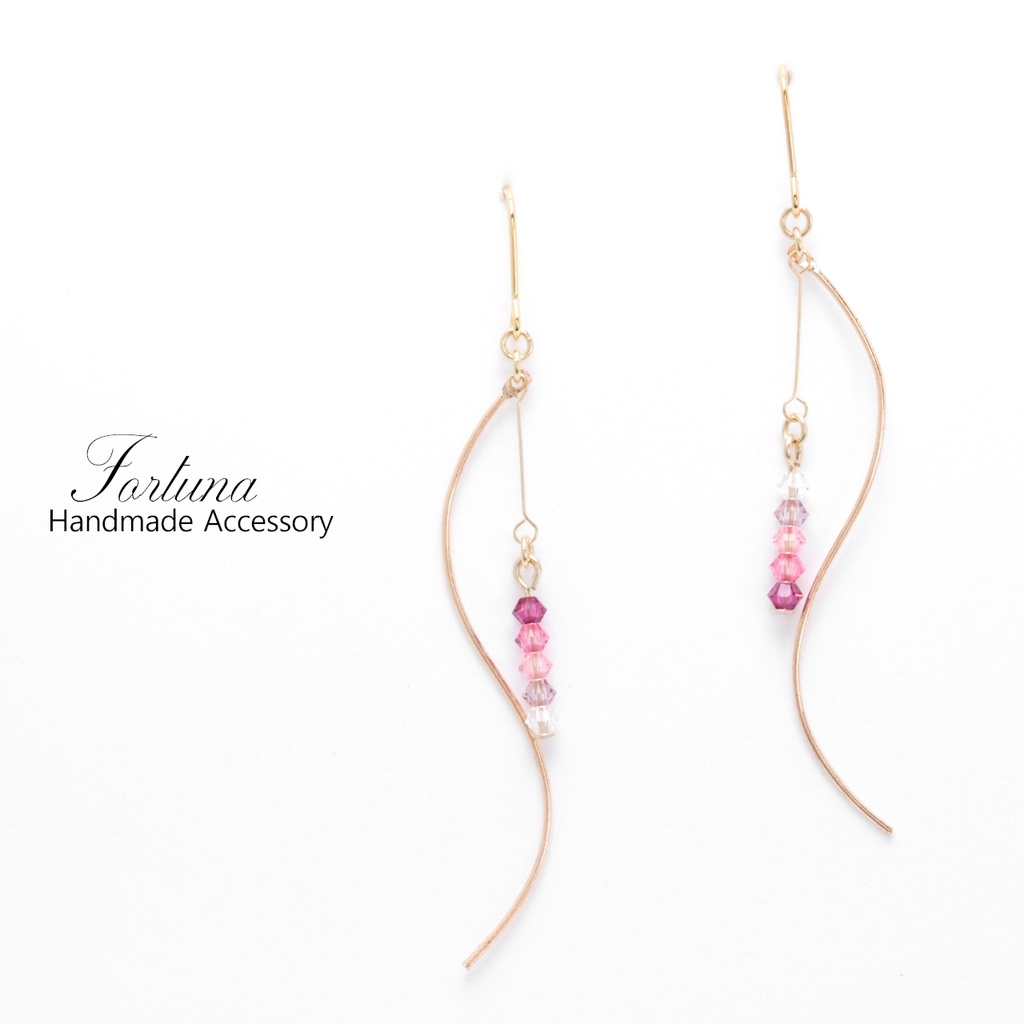 シンプルウェーブ~pink~(674) ピアス/イヤリング/ノンホールピアス/樹脂ピアス