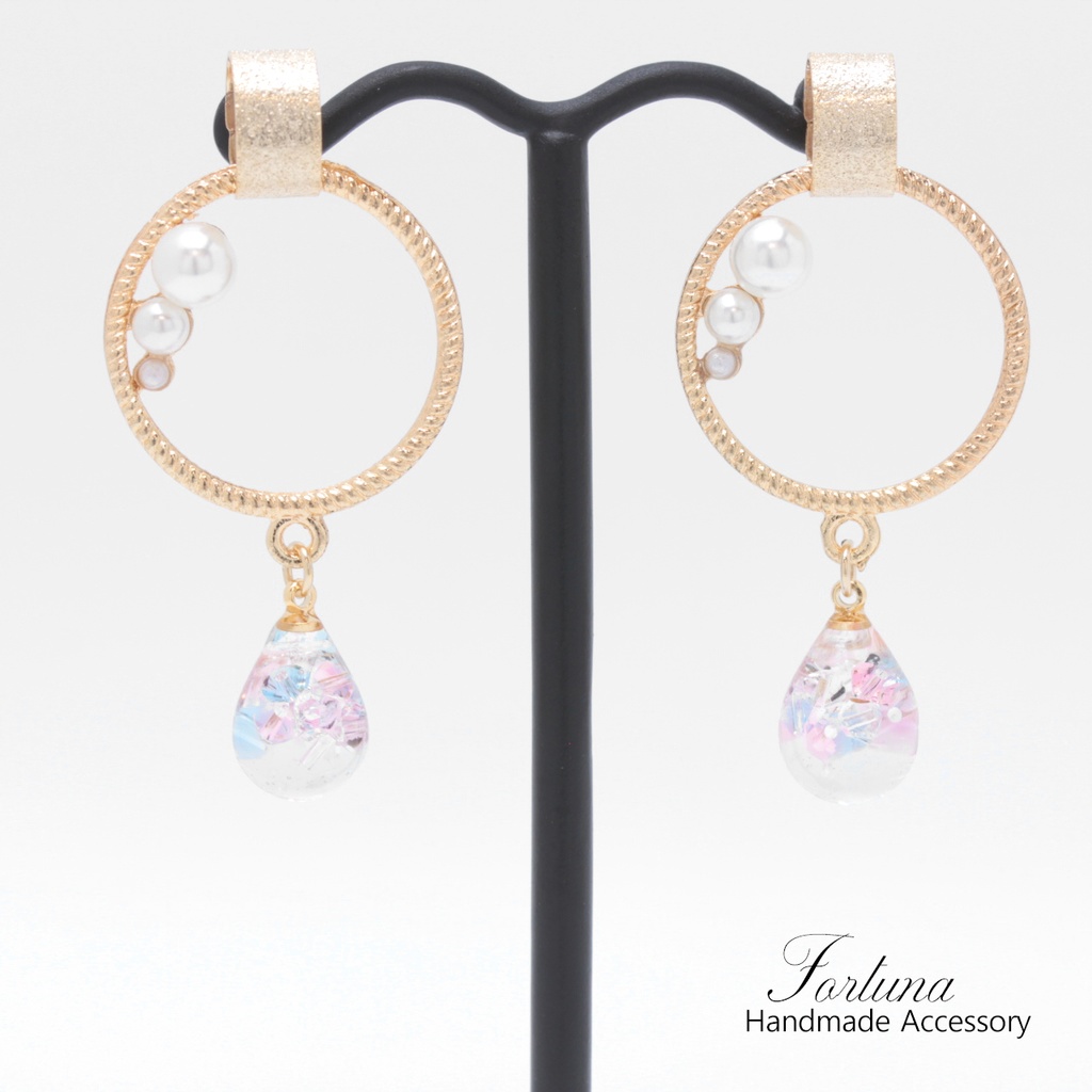 ゴールドリング&雫(a680) ピアス/ノンホールピアス/樹脂ピアス