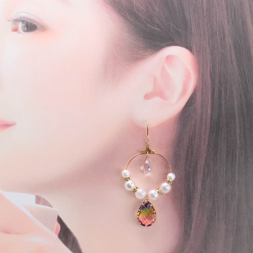 Rainbow Drop(707) ピアス/イヤリング/ノンホールピアス/樹脂ピアス