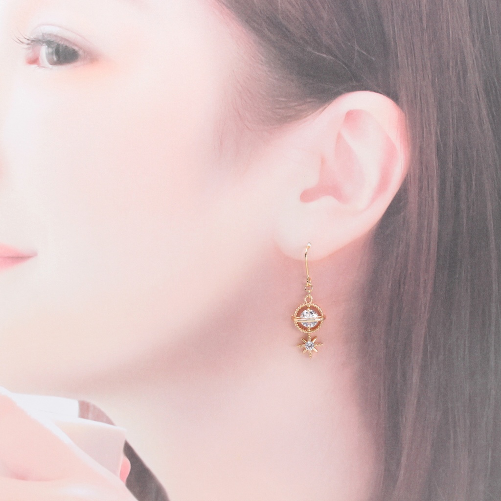 土星(708) ピアス/イヤリング/ノンホールピアス/樹脂ピアス