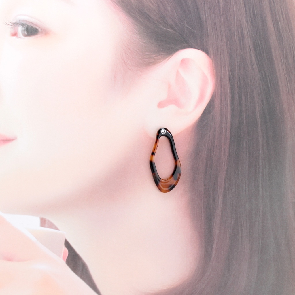 シンプルなべっ甲(718) ピアス/ノンホールピアス/樹脂ピアス