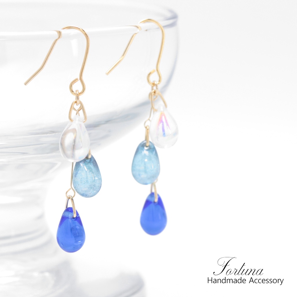 グラデーションドロップ~BLUE~(746) ピアス/イヤリング/ノンホールピアス/樹脂ピアス