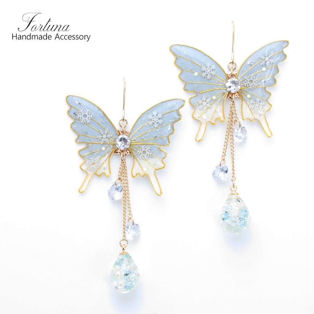 胡蝶~Snow~(c2) ピアス/イヤリング/ノンホールピアス/樹脂ピアス
