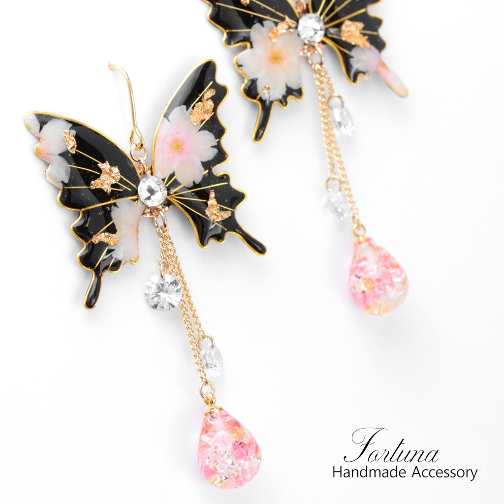 胡蝶~Cherry blossoms~(c3) ピアス/イヤリング/ノンホールピアス/樹脂ピアス