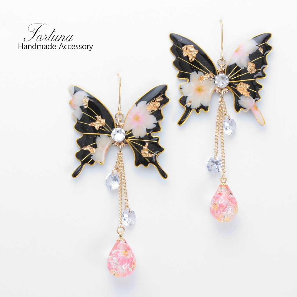 胡蝶~Cherry blossoms~(c3) ピアス/イヤリング/ノンホールピアス/樹脂ピアス