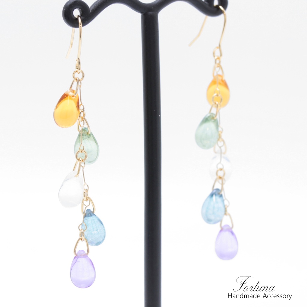 カラフルドロップ(764) ピアス/イヤリング/ノンホールピアス/樹脂ピアス