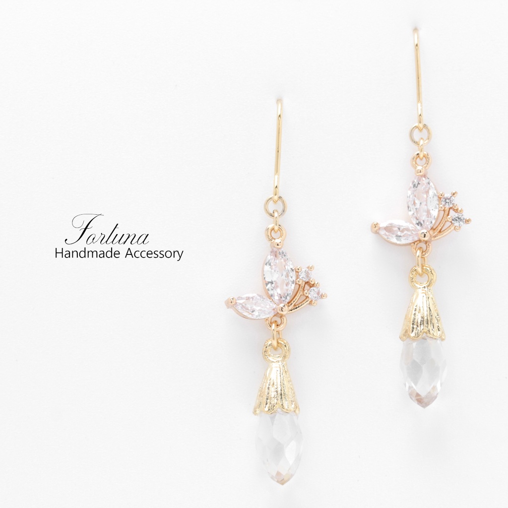 Butterfly&Flower bud(771) ピアス/イヤリング/ノンホールピアス/樹脂ピアス