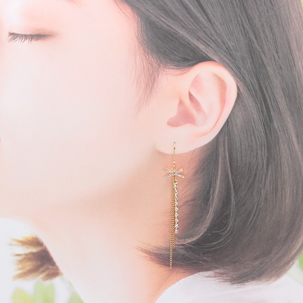 Long Ribbon(783) ピアス/イヤリング/ノンホールピアス/樹脂ピアス