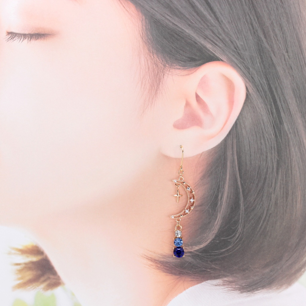 青月(787) ピアス/イヤリング/ノンホールピアス/樹脂ピアス