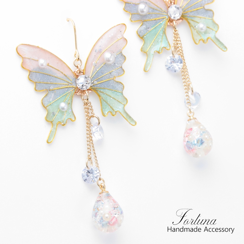 胡蝶~tricolor~(c7) ピアス/イヤリング/ノンホールピアス/樹脂ピアス