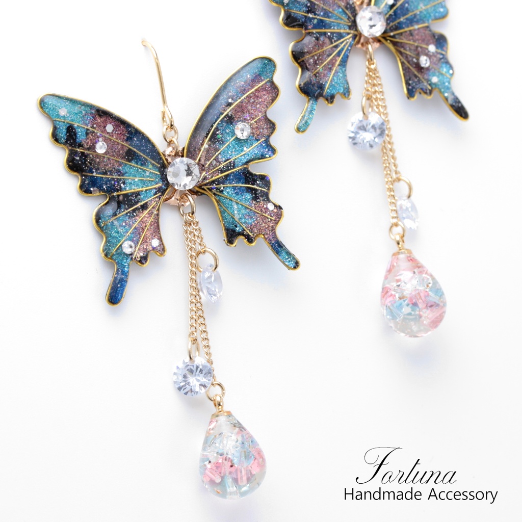 胡蝶~cosmos~(c8) ピアス/イヤリング/ノンホールピアス/樹脂ピアス