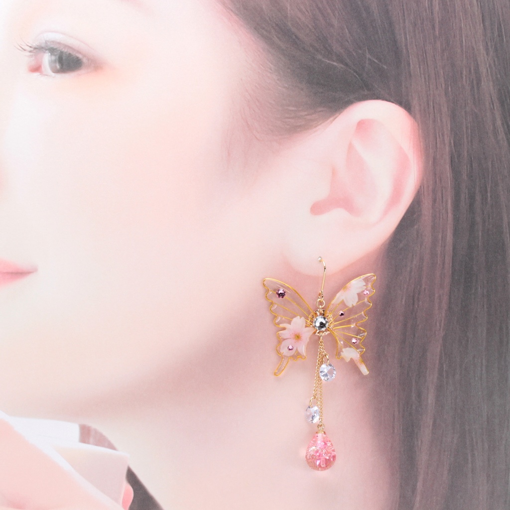 胡蝶~Cherry blossoms 2~(c17) ピアス/イヤリング/ノンホールピアス/樹脂ピアス