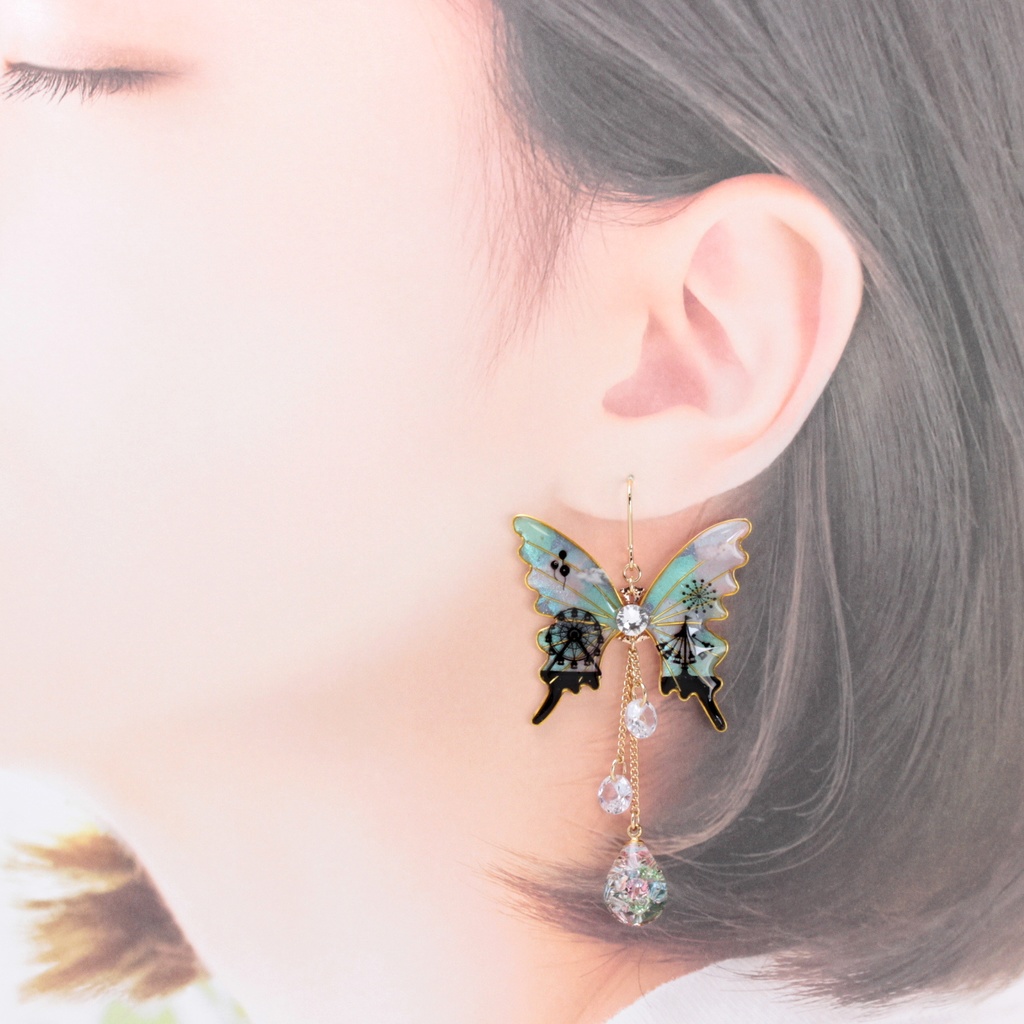 胡蝶~Dream World~(c21) ピアス/イヤリング/ノンホールピアス/樹脂ピアス