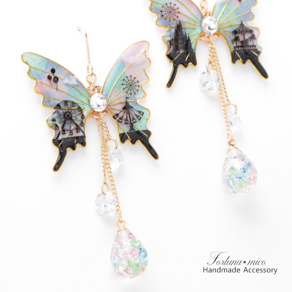 胡蝶~Dream World~(c21) ピアス/イヤリング/ノンホールピアス/樹脂ピアス
