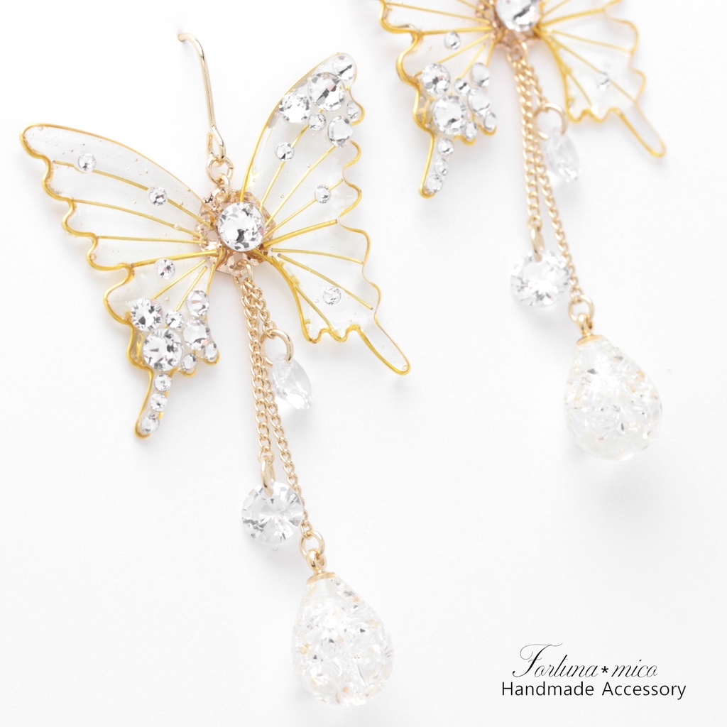 胡蝶~Crystal Jewel~(c27) ピアス/イヤリング/ノンホールピアス/樹脂ピアス