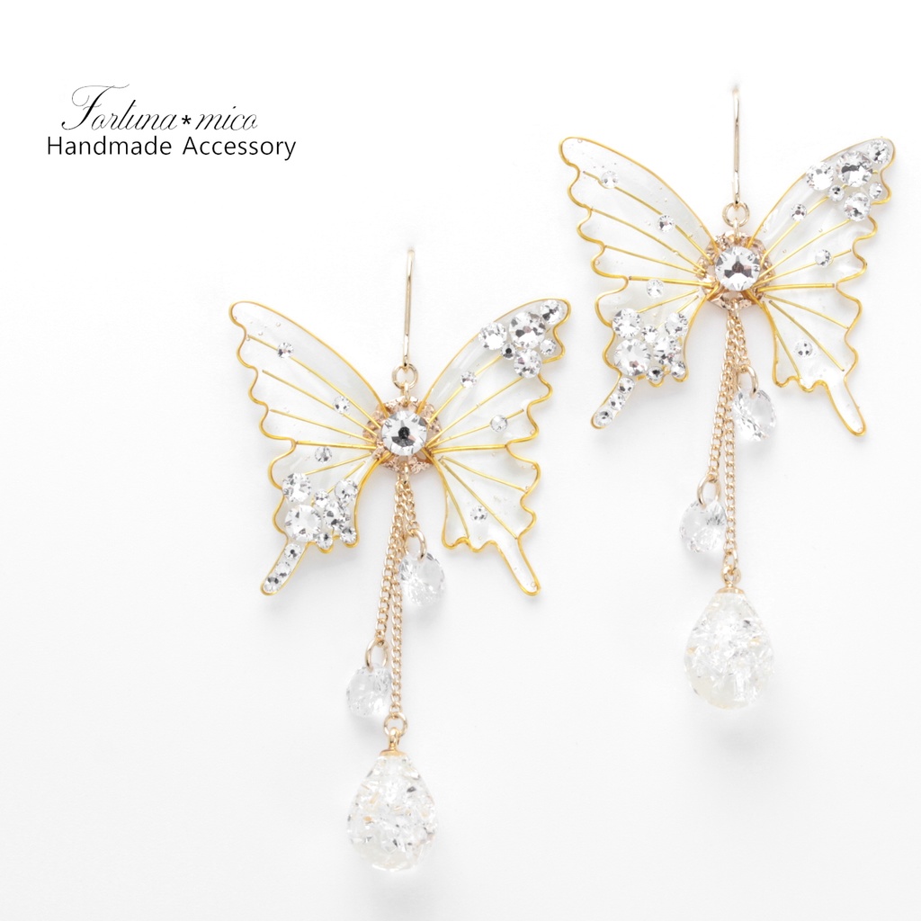 胡蝶~Crystal Jewel~(c27) ピアス/イヤリング/ノンホールピアス/樹脂ピアス