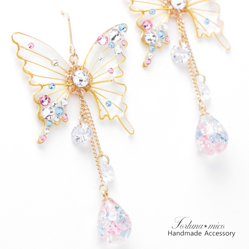 胡蝶~Colorful Jewel~(c28) ピアス/イヤリング/ノンホールピアス/樹脂ピアス