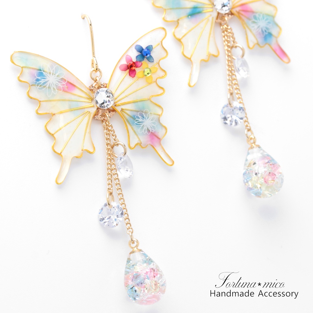 胡蝶~Primary Color~(c31) ピアス/イヤリング/ノンホールピアス/樹脂ピアス