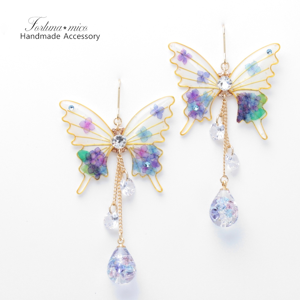 胡蝶~Hydrangea~(c36) ピアス/イヤリング/ノンホールピアス/樹脂ピアス