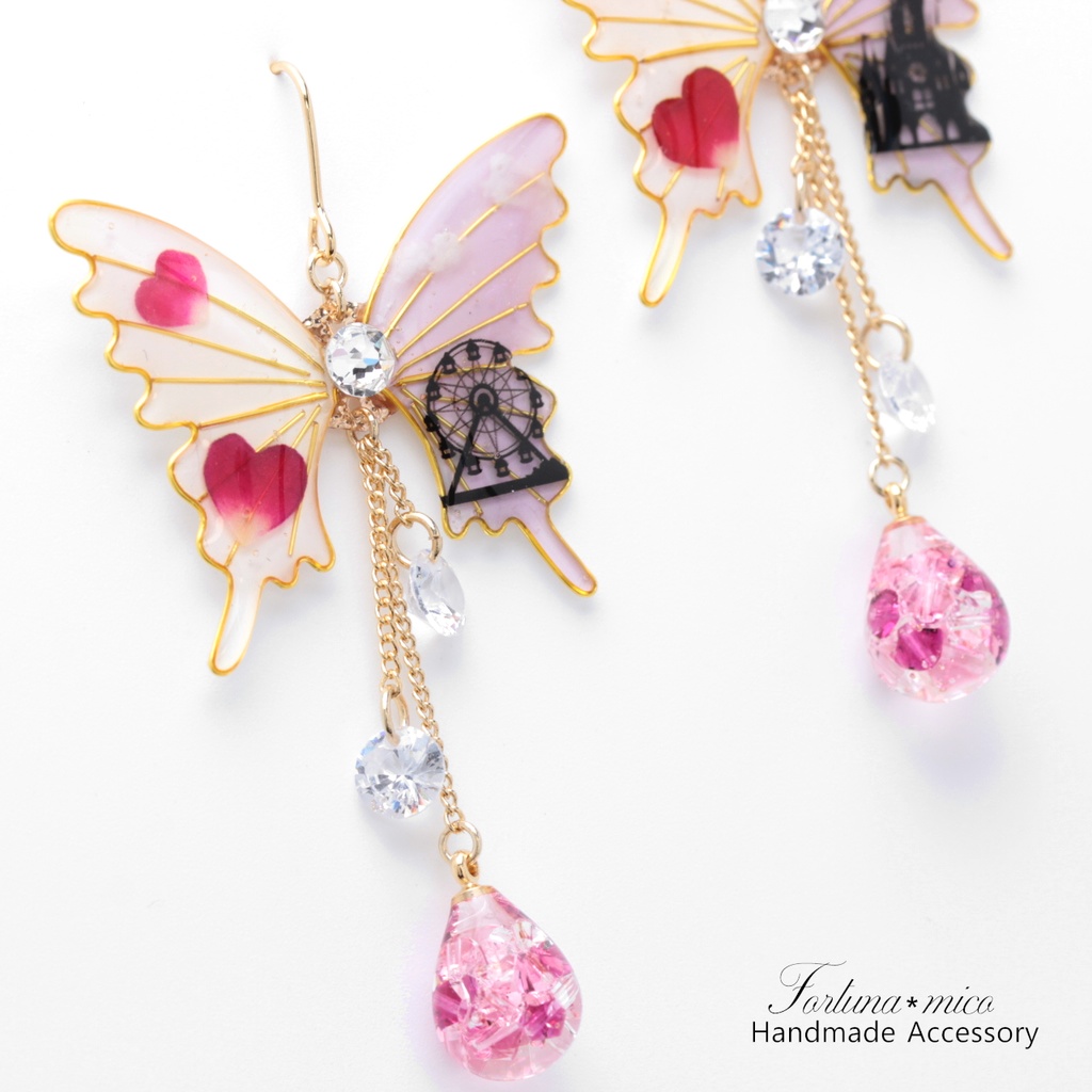 胡蝶~Heart Dream~(c40) ピアス/イヤリング/ノンホールピアス/樹脂ピアス