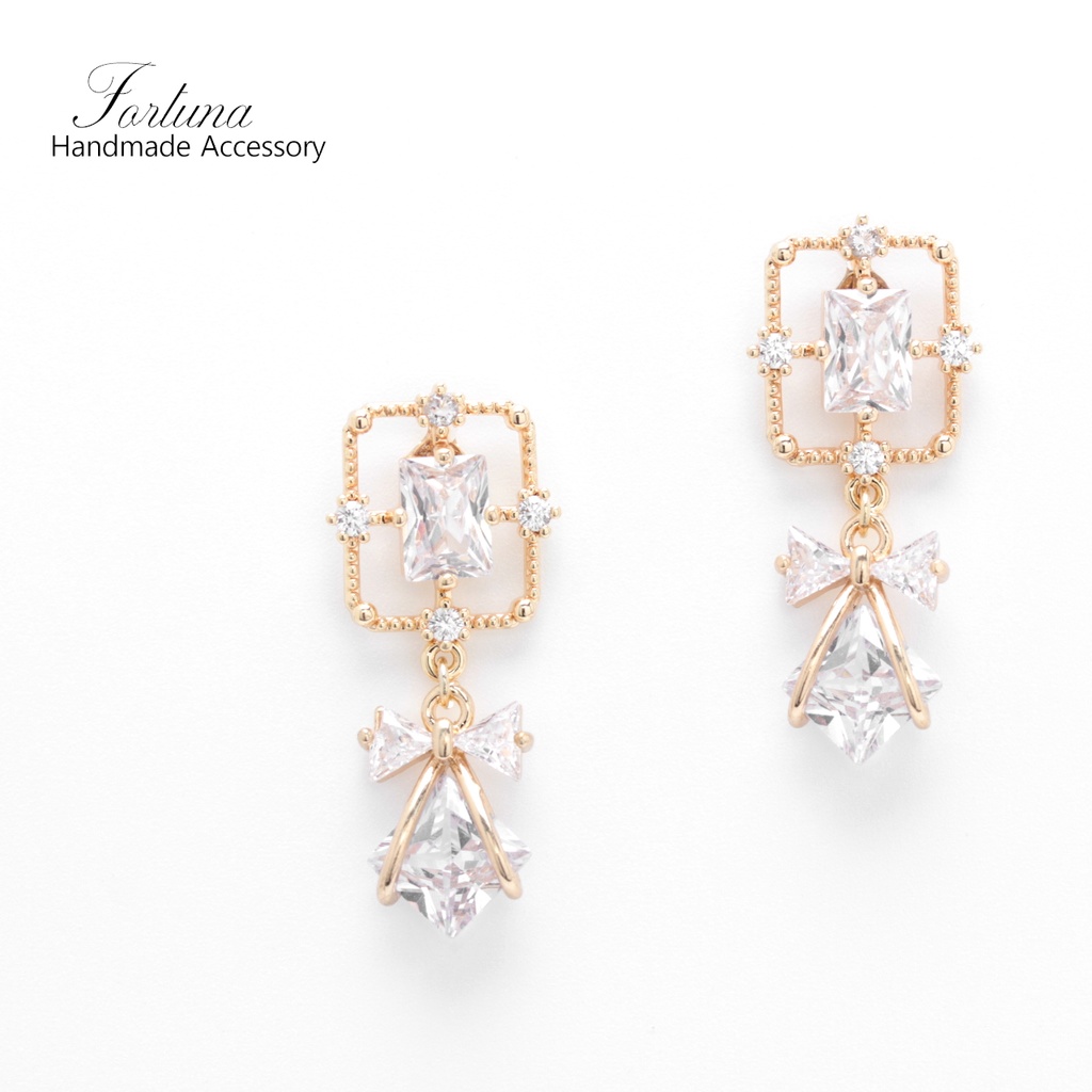 ビジュー&リボン(802) ピアス/ノンホールピアス/樹脂ピアス