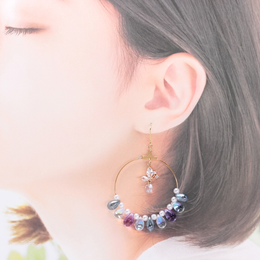 Rainy Ring(803) ピアス/イヤリング/ノンホールピアス/樹脂ピアス