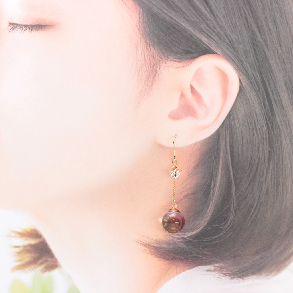 つるん玉~翠と桃~(812) ピアス/イヤリング/ノンホールピアス/樹脂ピアス