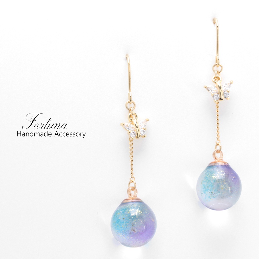 つるん玉~青と紫~(815) ピアス/イヤリング/ノンホールピアス/樹脂ピアス