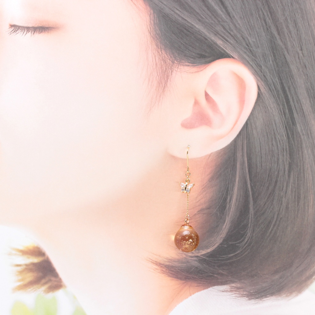 つるん玉~黄と桃~(816) ピアス/イヤリング/ノンホールピアス/樹脂ピアス