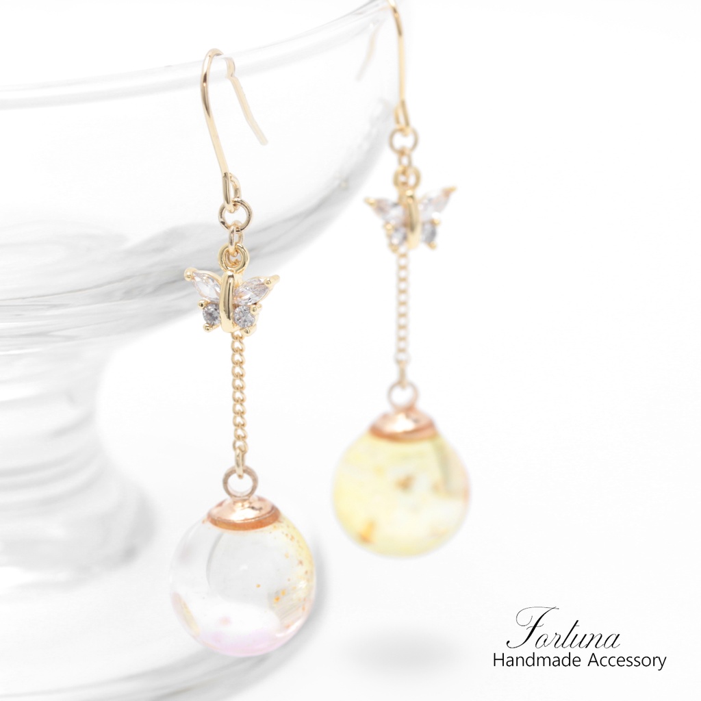 つるん玉~黄と桃~(816) ピアス/イヤリング/ノンホールピアス/樹脂ピアス