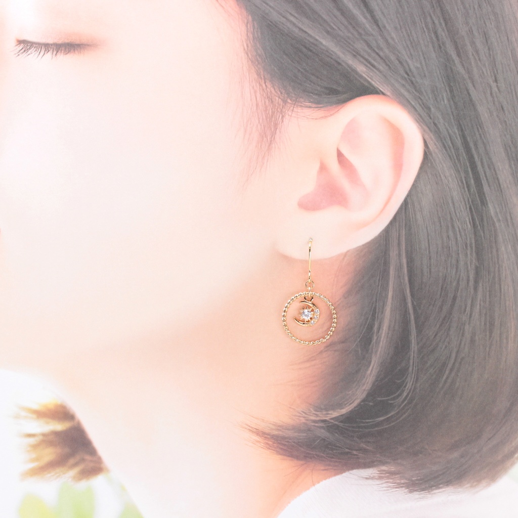 Moon&Star(817) ピアス/イヤリング/ノンホールピアス/樹脂ピアス