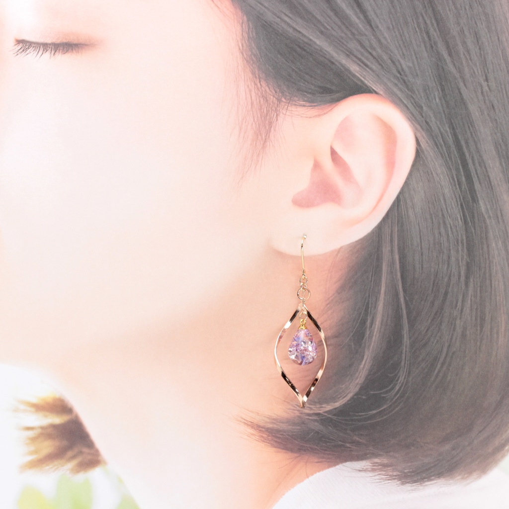 Purple Drop(819) ピアス/イヤリング/ノンホールピアス/樹脂ピアス