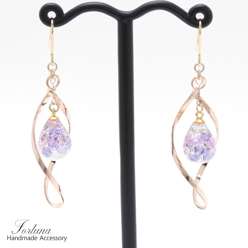 Purple Drop(819) ピアス/イヤリング/ノンホールピアス/樹脂ピアス