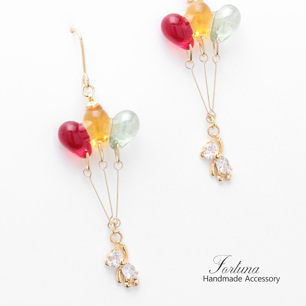 風船とクマさん~Autumn~(826) ピアス/イヤリング/ノンホールピアス/樹脂ピアス