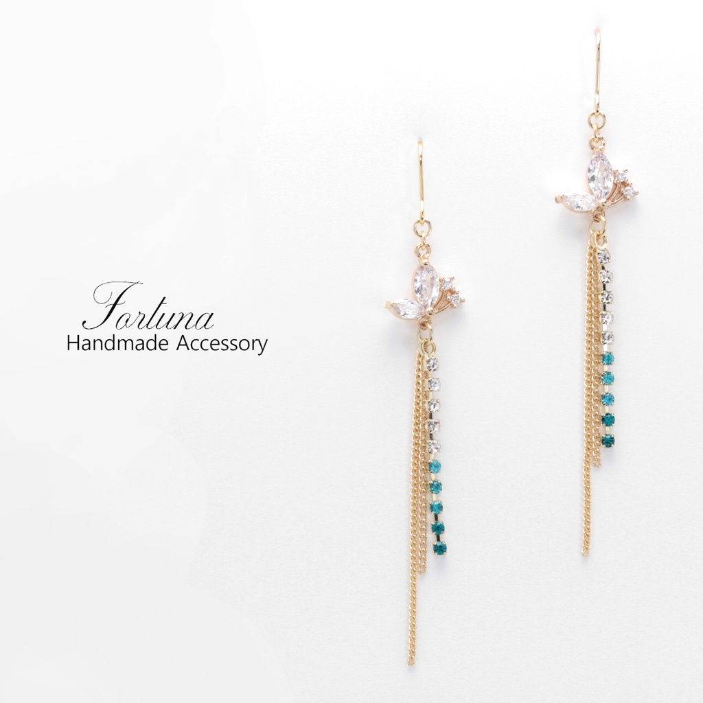 Long Butterfly~BLUE~(832) ピアス/イヤリング/ノンホールピアス/樹脂ピアス