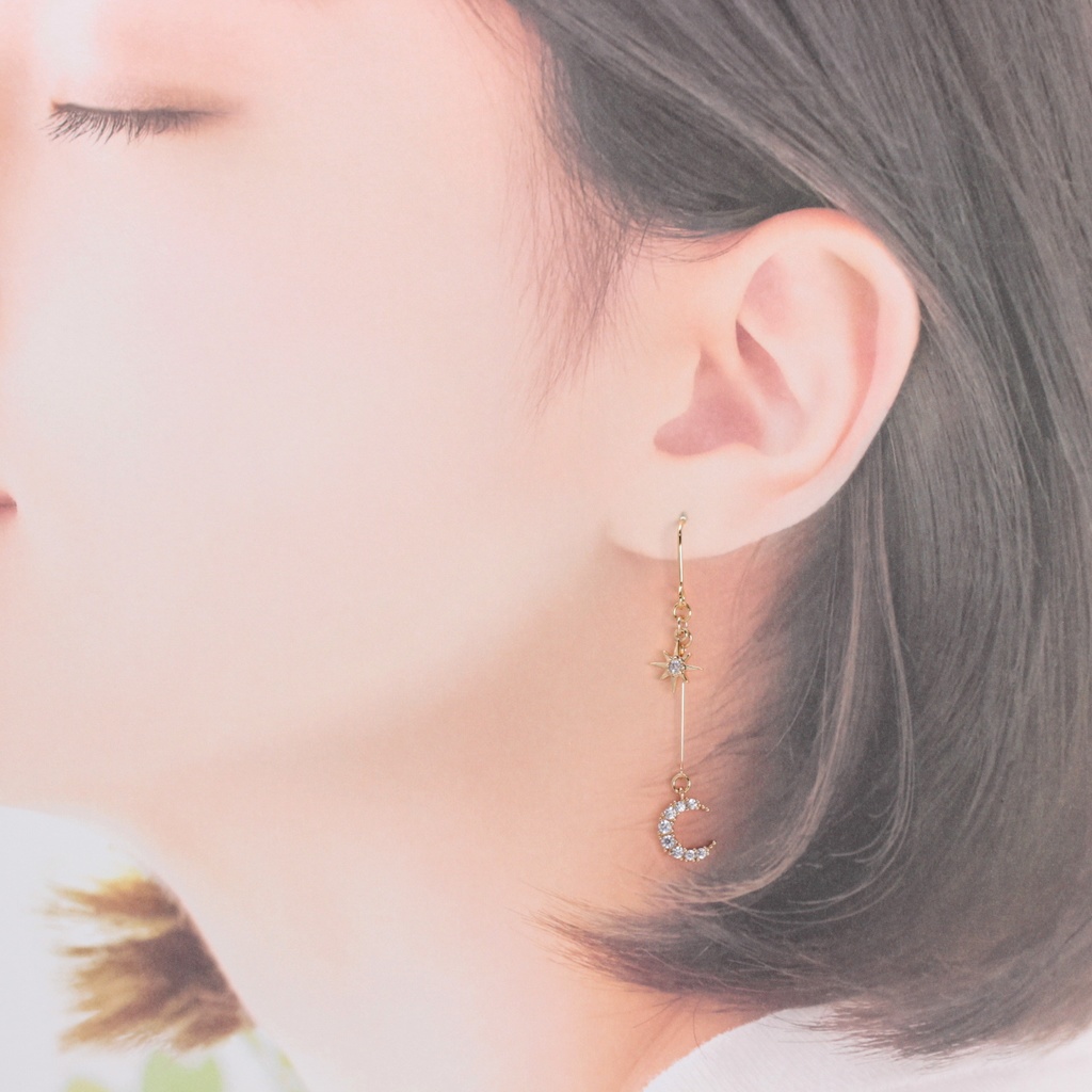 Moon Star(867) ピアス/イヤリング/ノンホールピアス/樹脂ピアス