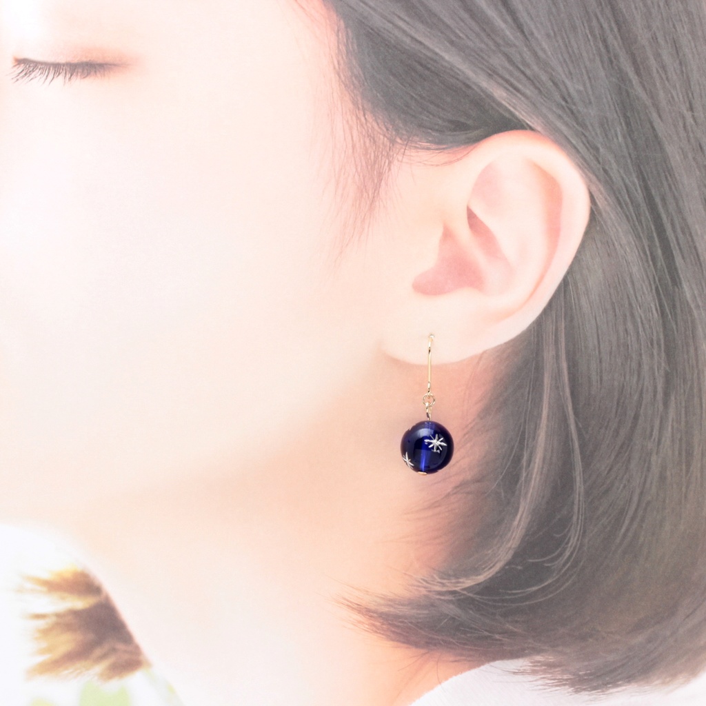 月と星玉(894) ピアス/イヤリング/ノンホールピアス/樹脂ピアス