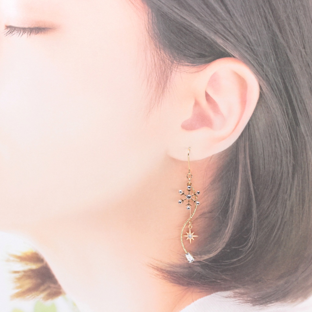 星雪(901) ピアス/イヤリング/ノンホールピアス/樹脂ピアス