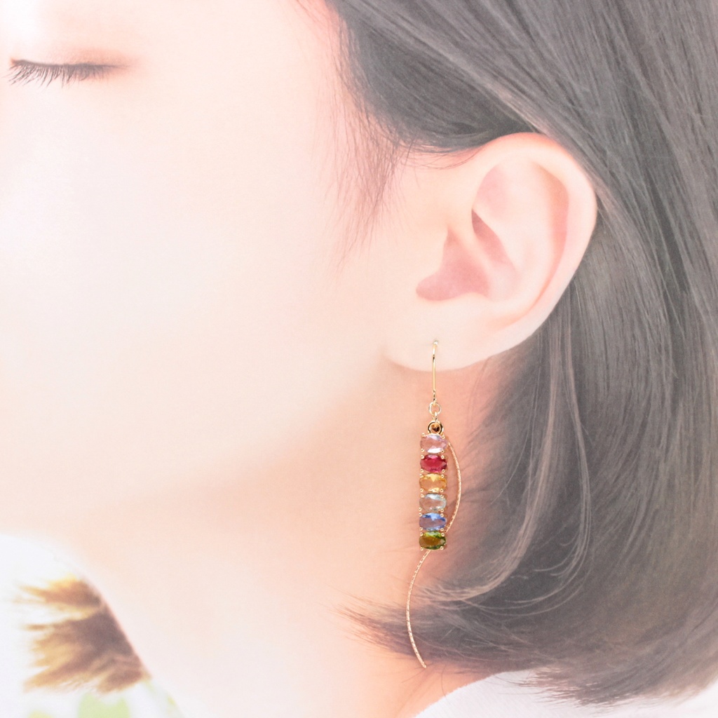 Colorful Jewel~Long~(913) ピアス/イヤリング/ノンホールピアス/樹脂ピアス