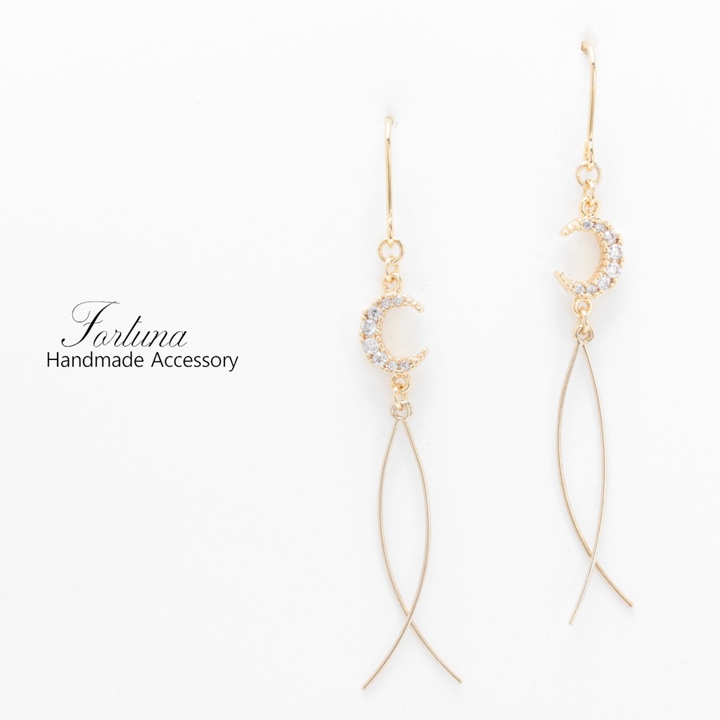 月とウェーブ(921) ピアス/イヤリング/ノンホールピアス/樹脂ピアス