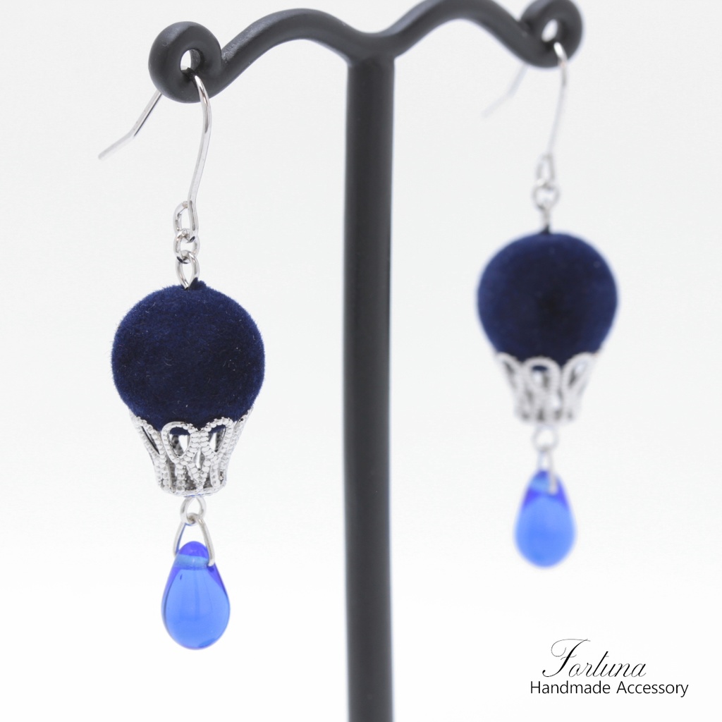 ばるーんぽんぽん~Blue~(923) ピアス/イヤリング/ノンホールピアス/樹脂ピアス