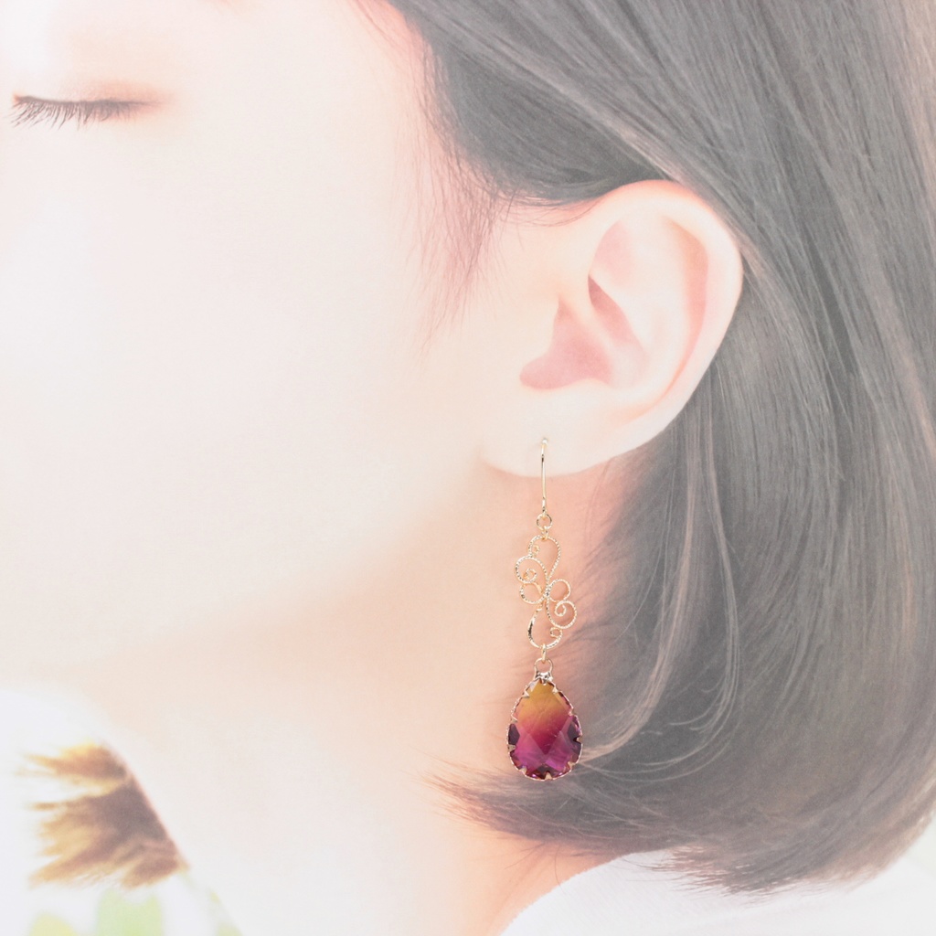 Pink Drop~Long~(934) ピアス/イヤリング/ノンホールピアス/樹脂ピアス