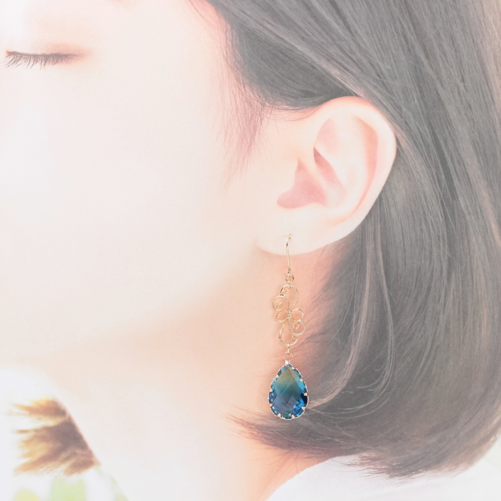Blue Drop~Long~(935) ピアス/イヤリング/ノンホールピアス/樹脂ピアス