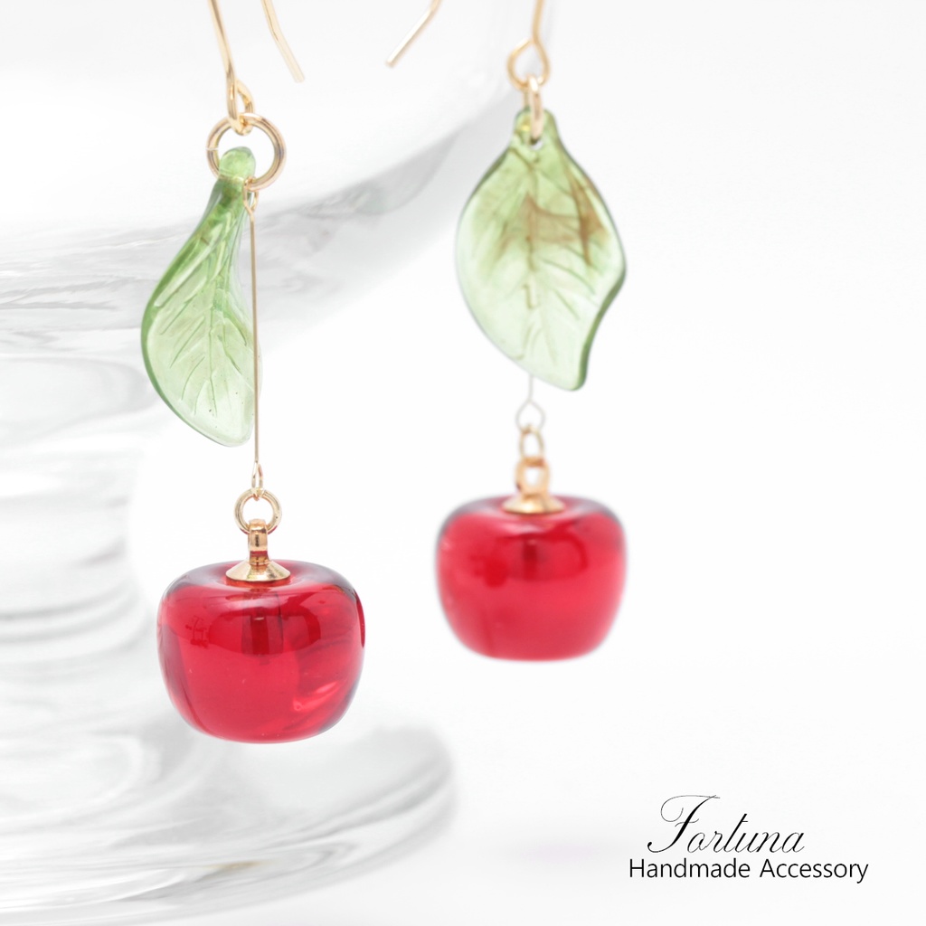 1粒さくらんぼ(936) ピアス/イヤリング/ノンホールピアス/樹脂ピアス