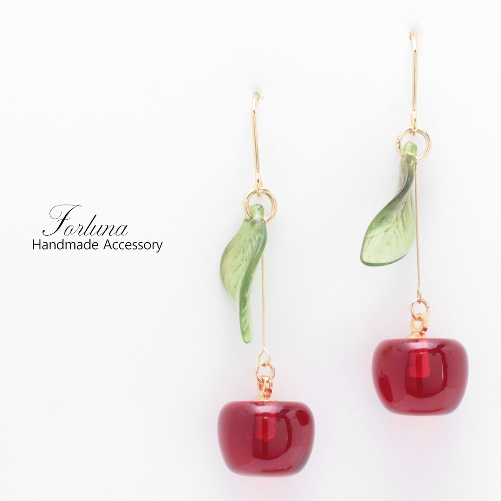 1粒さくらんぼ(936) ピアス/イヤリング/ノンホールピアス/樹脂ピアス