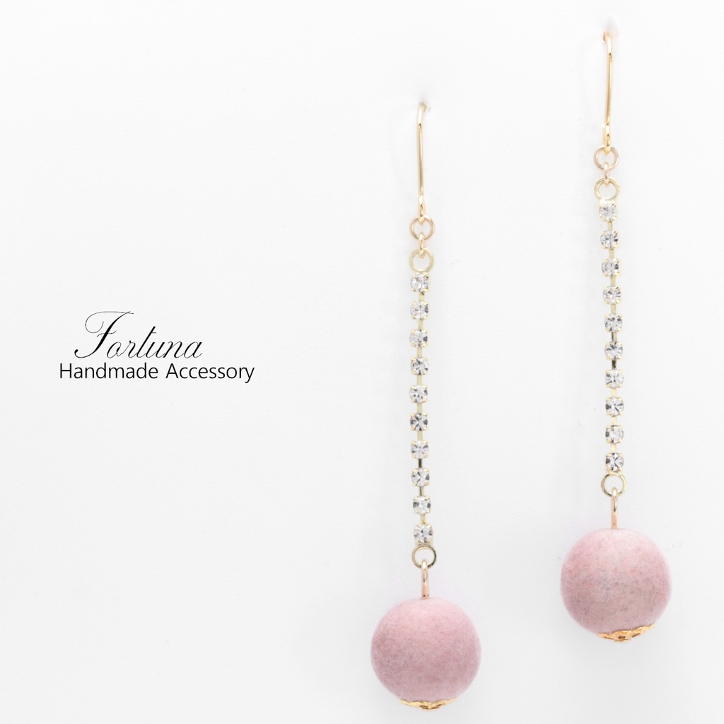 きらきらぽんぽん~ピンク~(927) ピアス/イヤリング/ノンホールピアス/樹脂ピアス