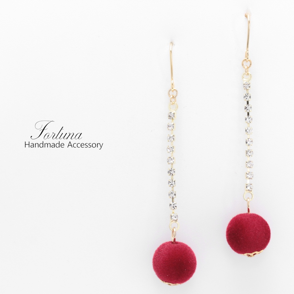 きらきらぽんぽん~赤~(927) ピアス/イヤリング/ノンホールピアス/樹脂ピアス