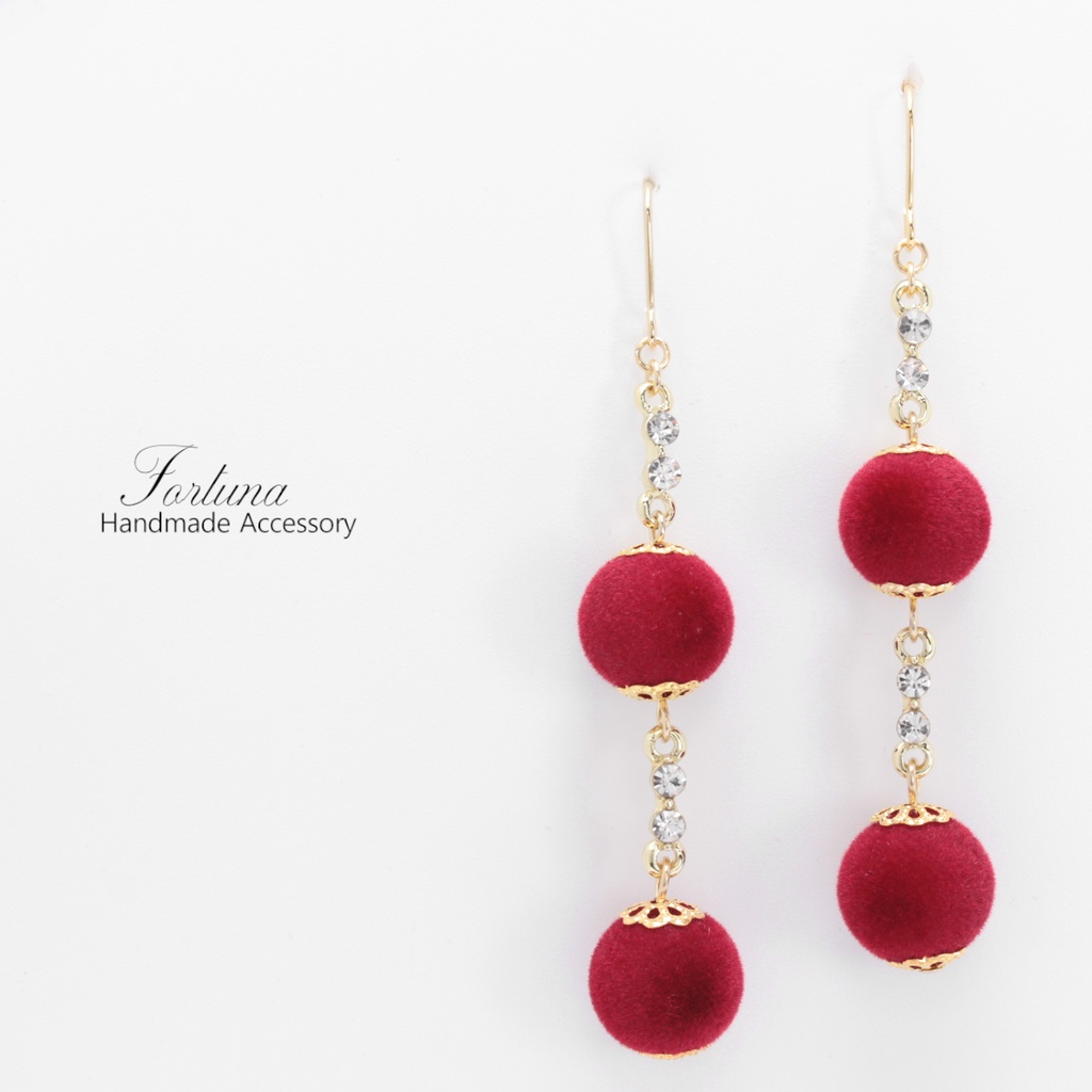 Flocky Beads~赤~(a933) ピアス/イヤリング/ノンホールピアス/樹脂ピアス