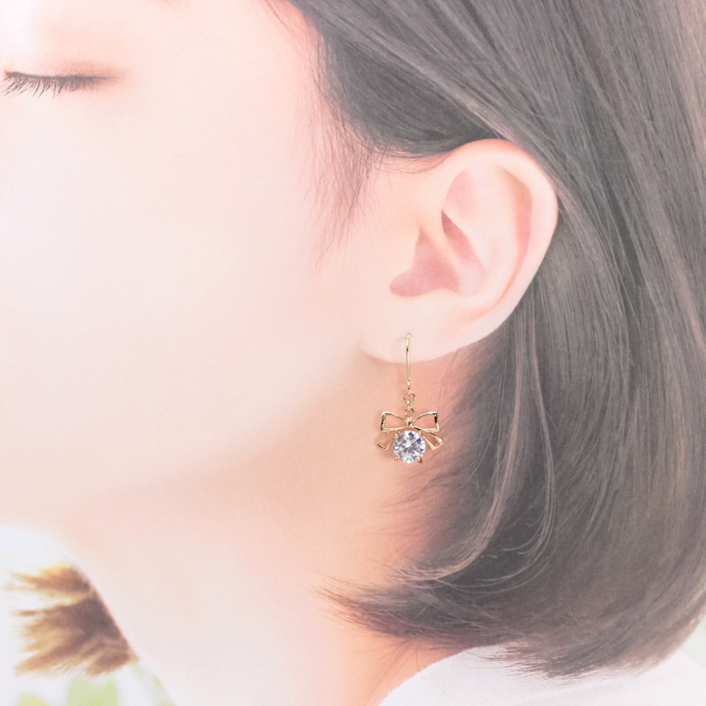 きらきらりぼん(939) ピアス/イヤリング/ノンホールピアス/樹脂ピアス