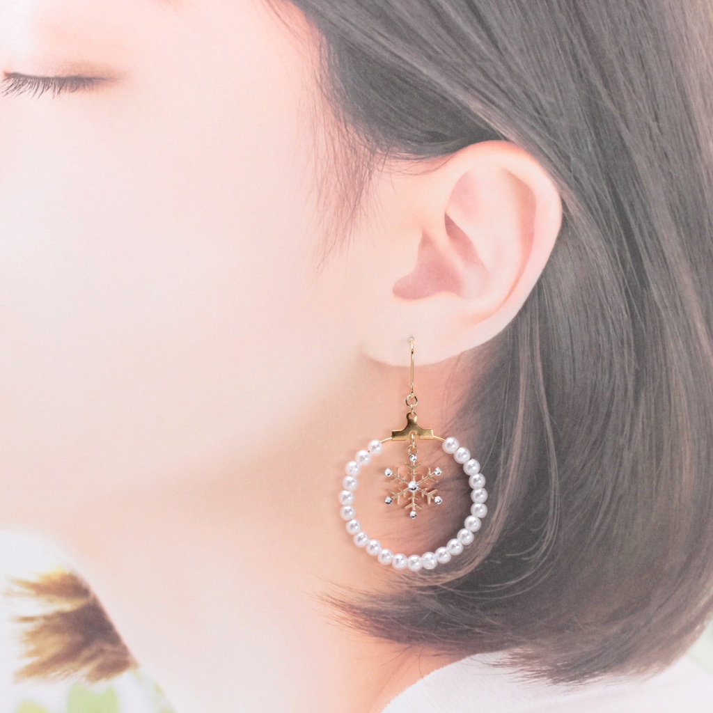 Pearl Snow(963) ピアス/イヤリング/ノンホールピアス/樹脂ピアス